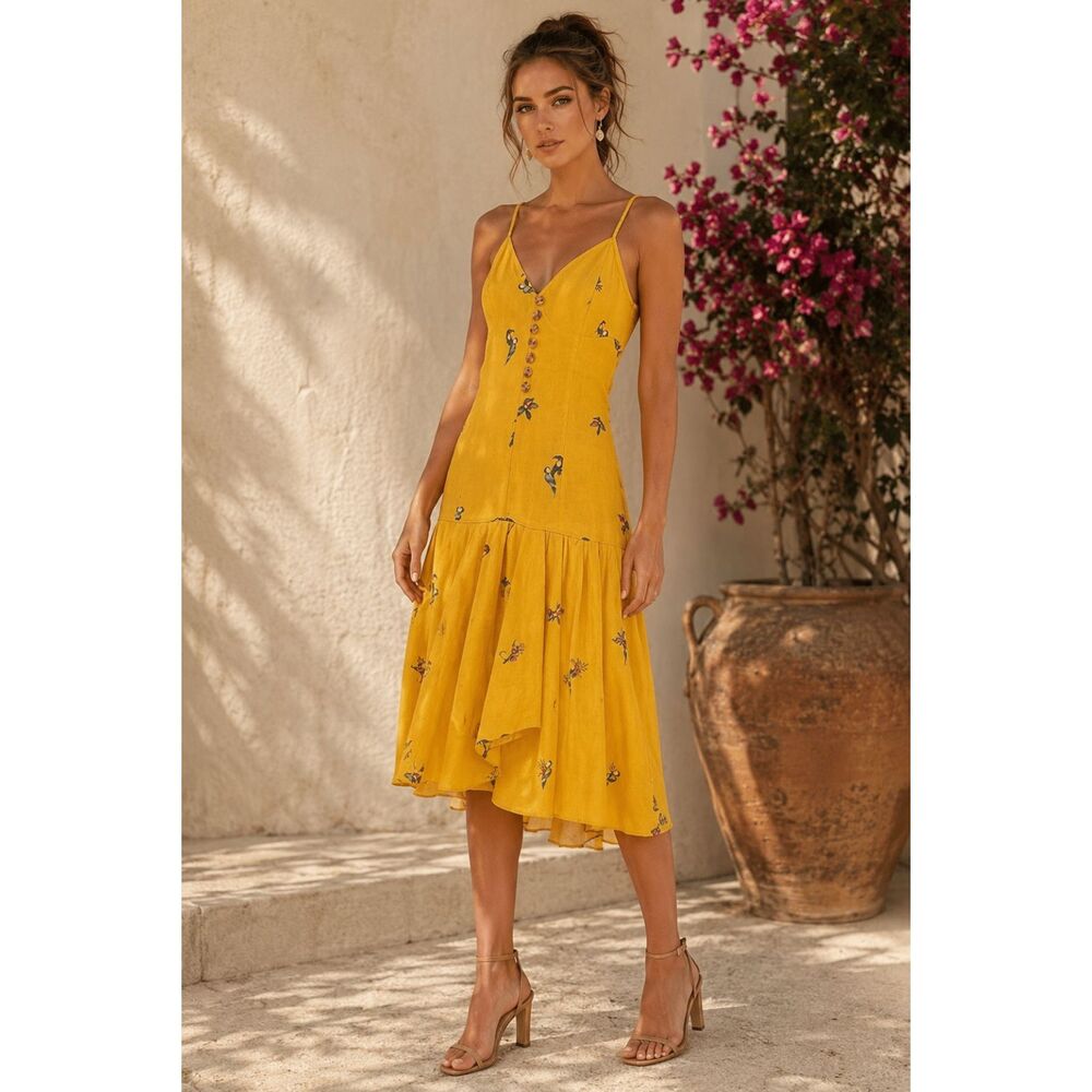 NWT. FARM RIO Floral Print Midi Length Dres Sz XS